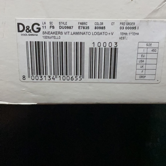 Metallic gold D&G classic logo sneaker (size 11.5m).  Tagged and FOTB! - Picture 7 of 7